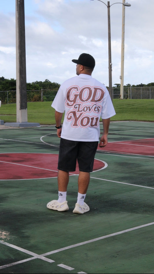 AB white Shirt “God Loves You”